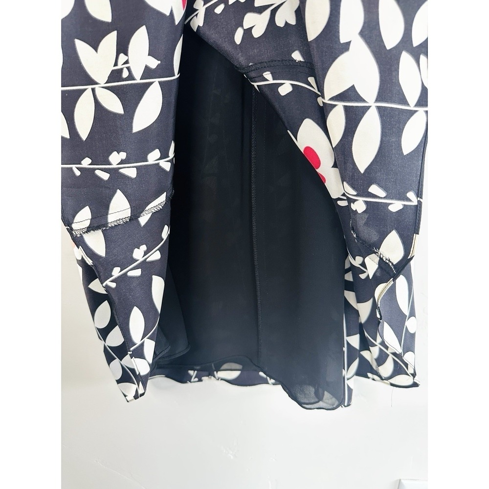 VTG Talbots 100% Pure Silk Floral Midi Skirt Size 6 Black Pink White Botanical - Picture 6 of 13